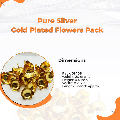 Pure Silver Gold Plated Flowers Pack Of 108 20g